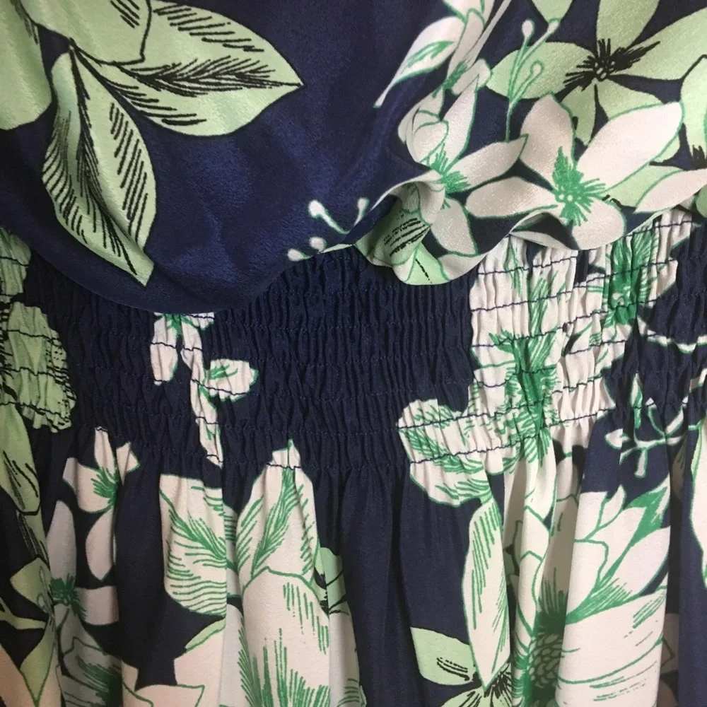 Eliza J Navy & Green Cold Shoulder Blouson Dress - Picture 7 of 10